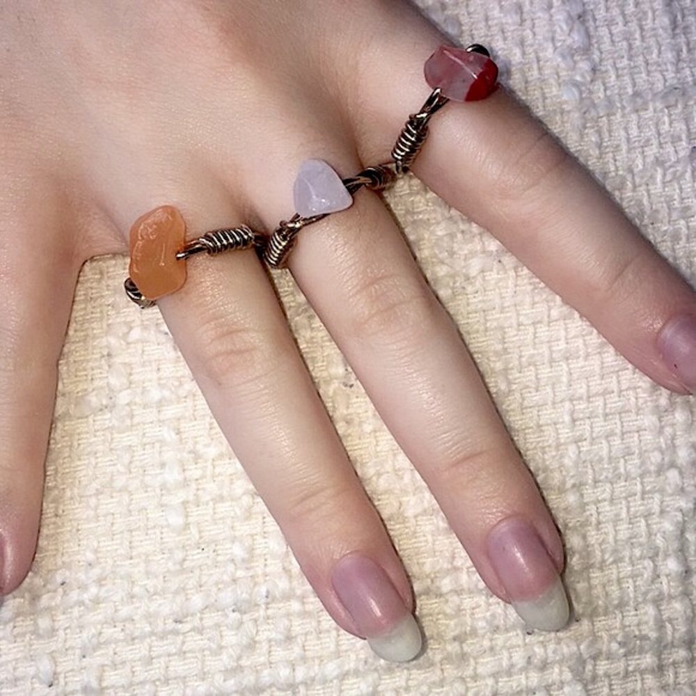 Handmade Wire Rings w/ Crystal Beads